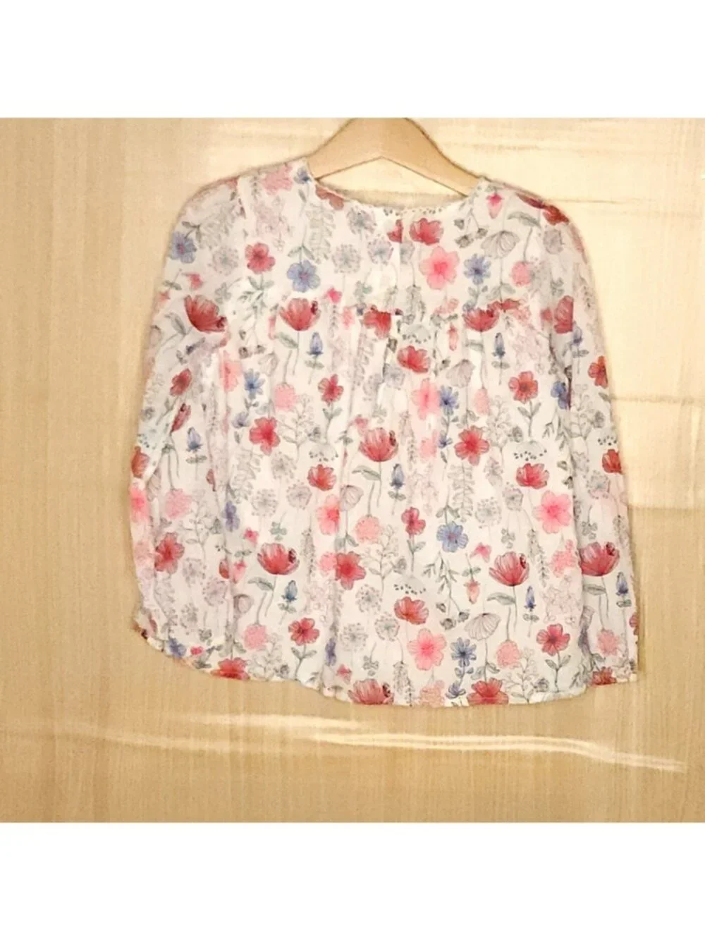 Osh Kosh B'gosh Girls White Floral Long Sleeve Gauzy Blouse 5T